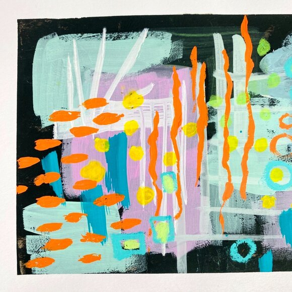 Land of Many Moons Original Mixed Media Wall Art Painting 8x10in Matted - Picture 3 of 7